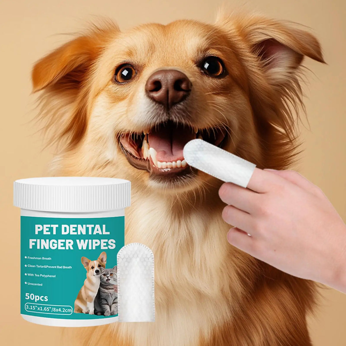 Pet Dental Finger Wipes 50pcs | Dog & Cat Teeth Cleaning