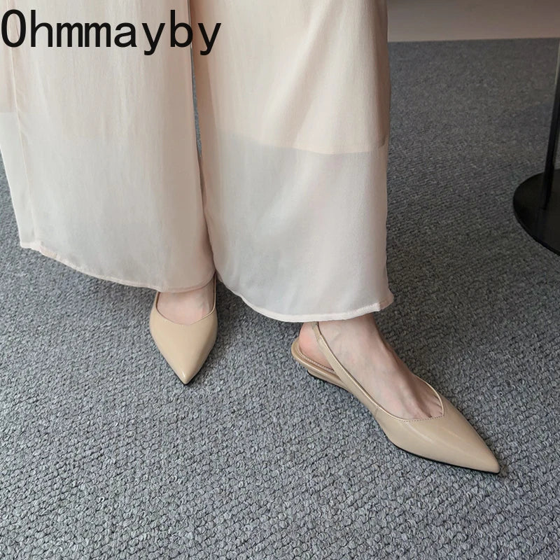 Women's Low Wedge Slip-On Sandals – Elegant Office Mules