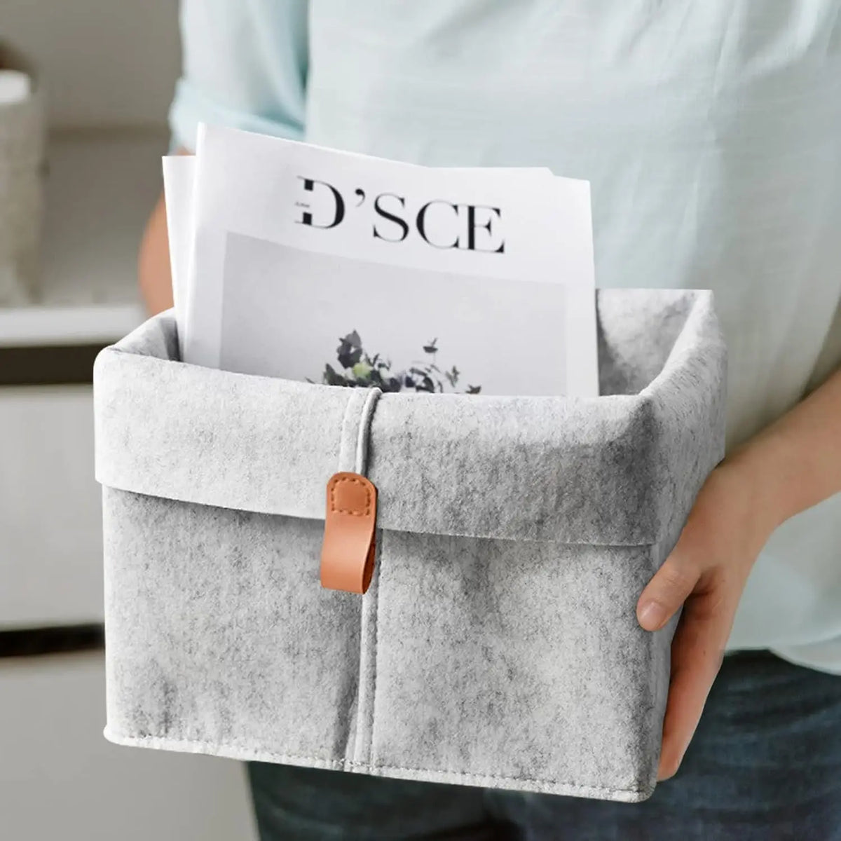 Foldable Felt Storage Basket – Desktop & Home Organizer 1–5 PCS