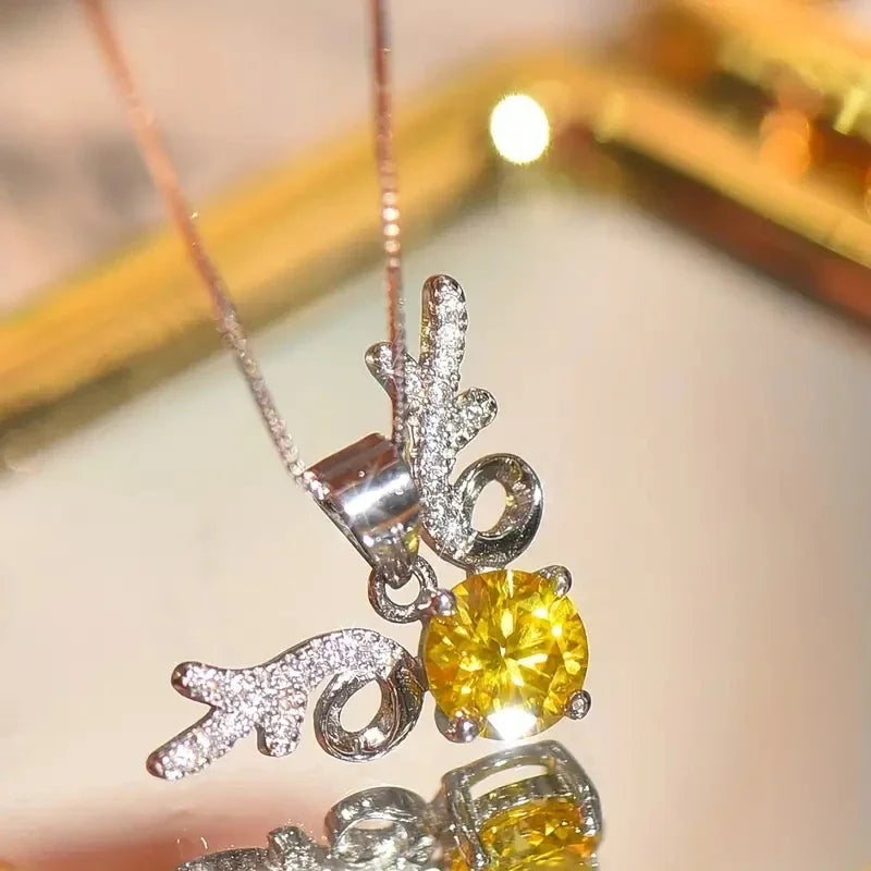 Huitan Elk Pendant Necklace – CZ Stones Women's Party Jewelry