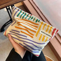 Colorful Stripes Corduroy Cosmetic Bag | Travel Toiletry Bag