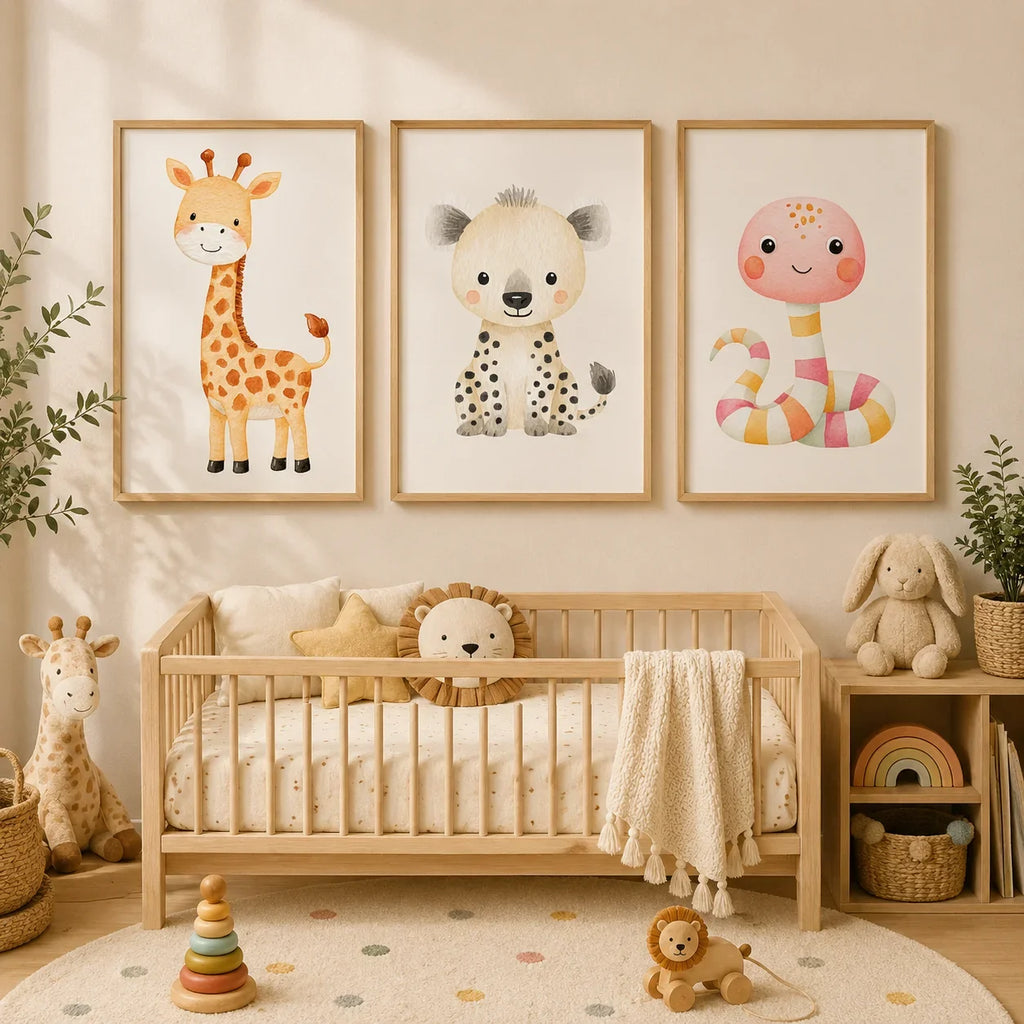 Cute Baby Animal Canvas Prints | Kids Nursery Wall Art Posters