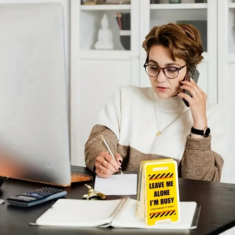Acrylic Desk Sign Leave Me Alone I'm Busy Humorous Office Decor