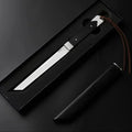 M390 Steel Fixed Blade Knife – Ebony Handle & Leather Scabbard