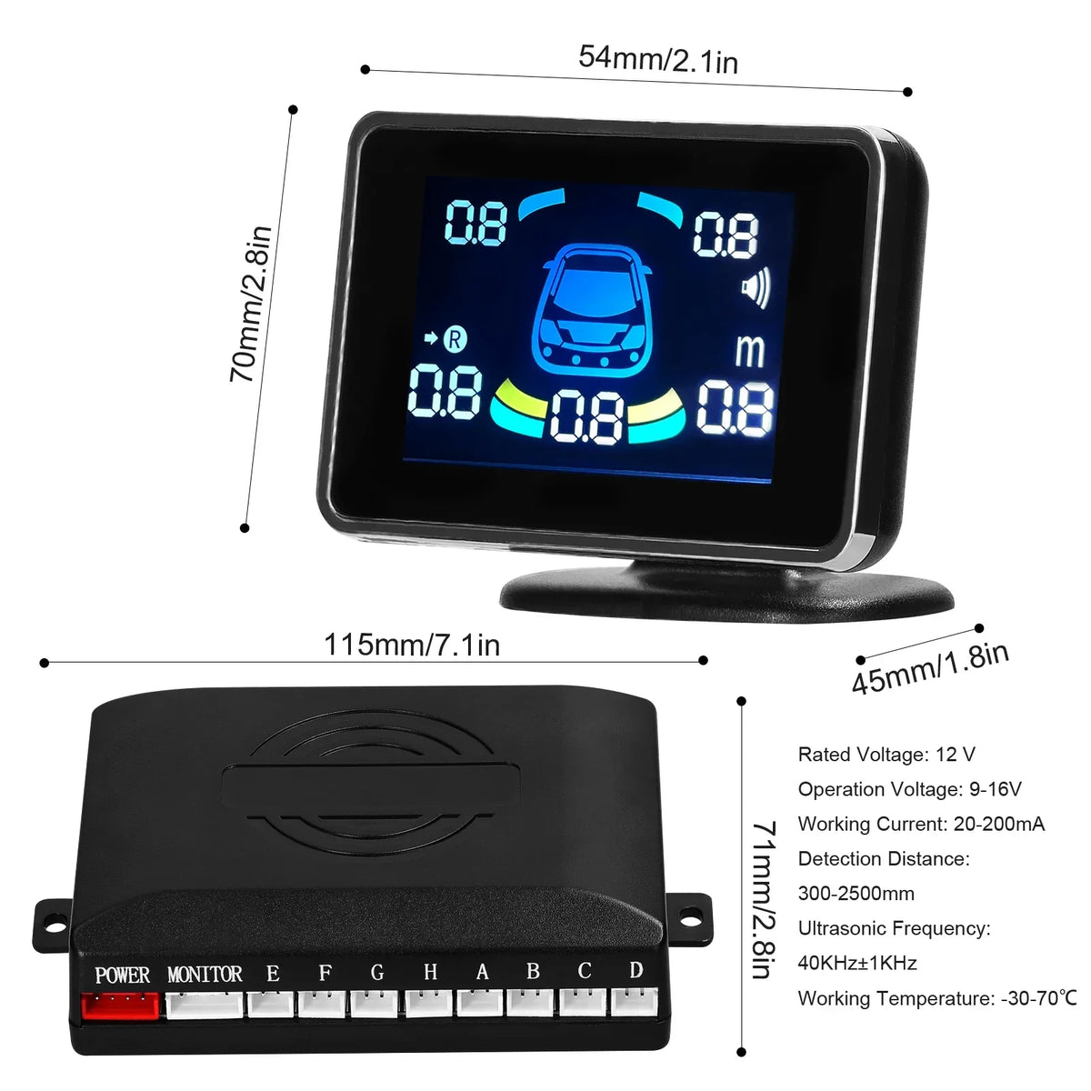Car Parking Sensor Reversing Radars System Front Rear Support Sound