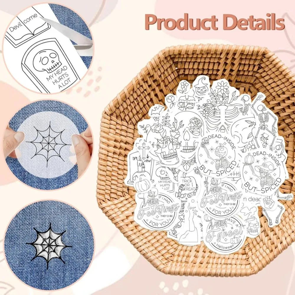 Water Soluble Embroidery Patterns – 4 Sheets, 39 Designs