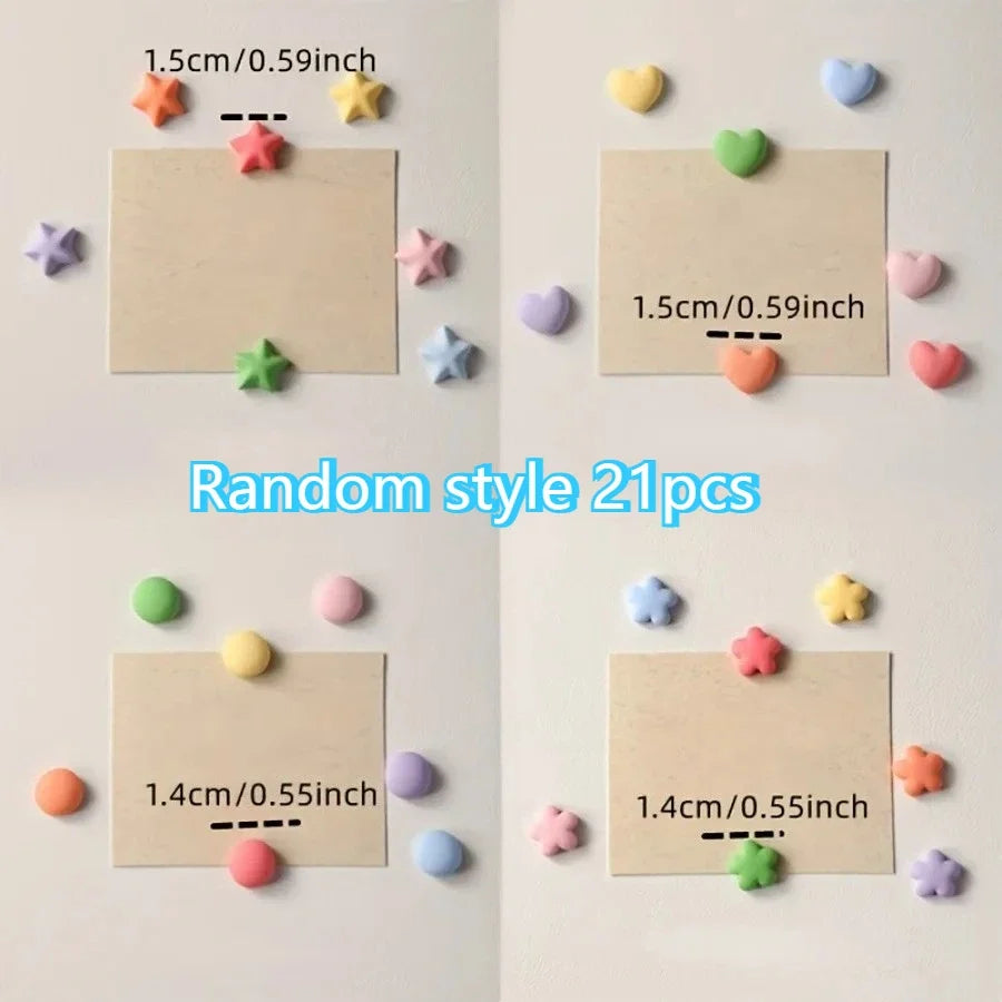 Colorful Star Fridge Magnets Set – 14 or 21 Round Resin Pieces