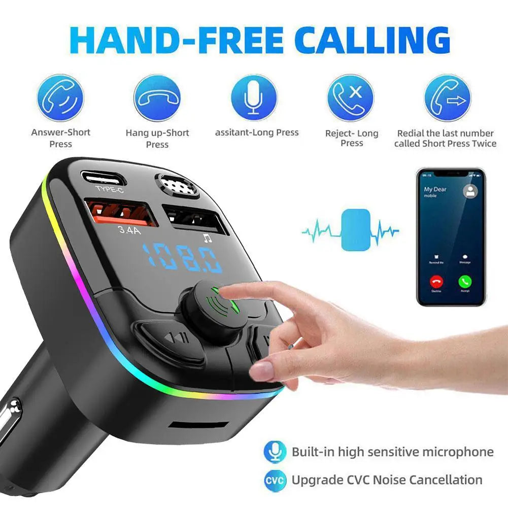 Bluetooth 5.0 Car FM Transmitter | Dual USB PD Fast Charger