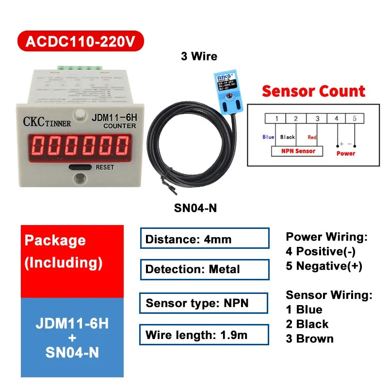 JDM11-6H 6-Digit Digital Industrial Counter + Proximity Switch