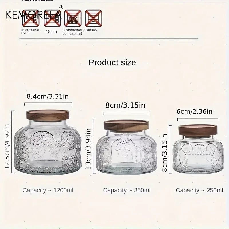 Retro Crabapple Airtight Glass Storage Jars | 1 or 3 Pcs Set