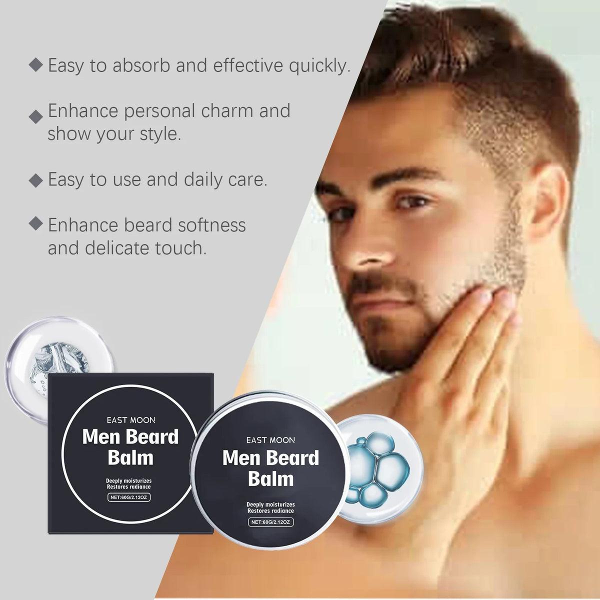 East Moon Beeswax Beard Balm – Moisturizing & Softening 60g