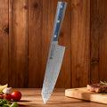 Damascus Chef's Knife – Japanese Santoku Wood Handle | 20cm