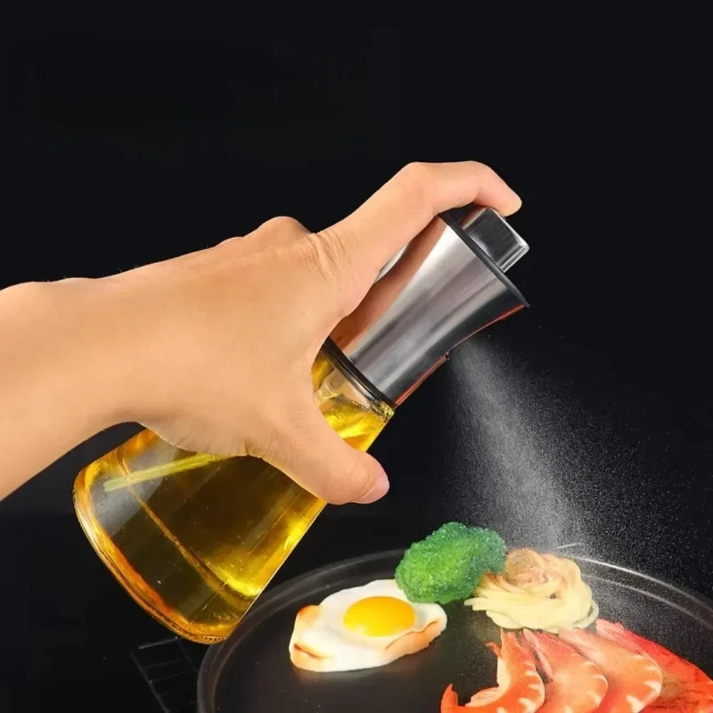 304 Stainless Steel Glass Oil Spray Bottle Pressurized Nozzle Ideal