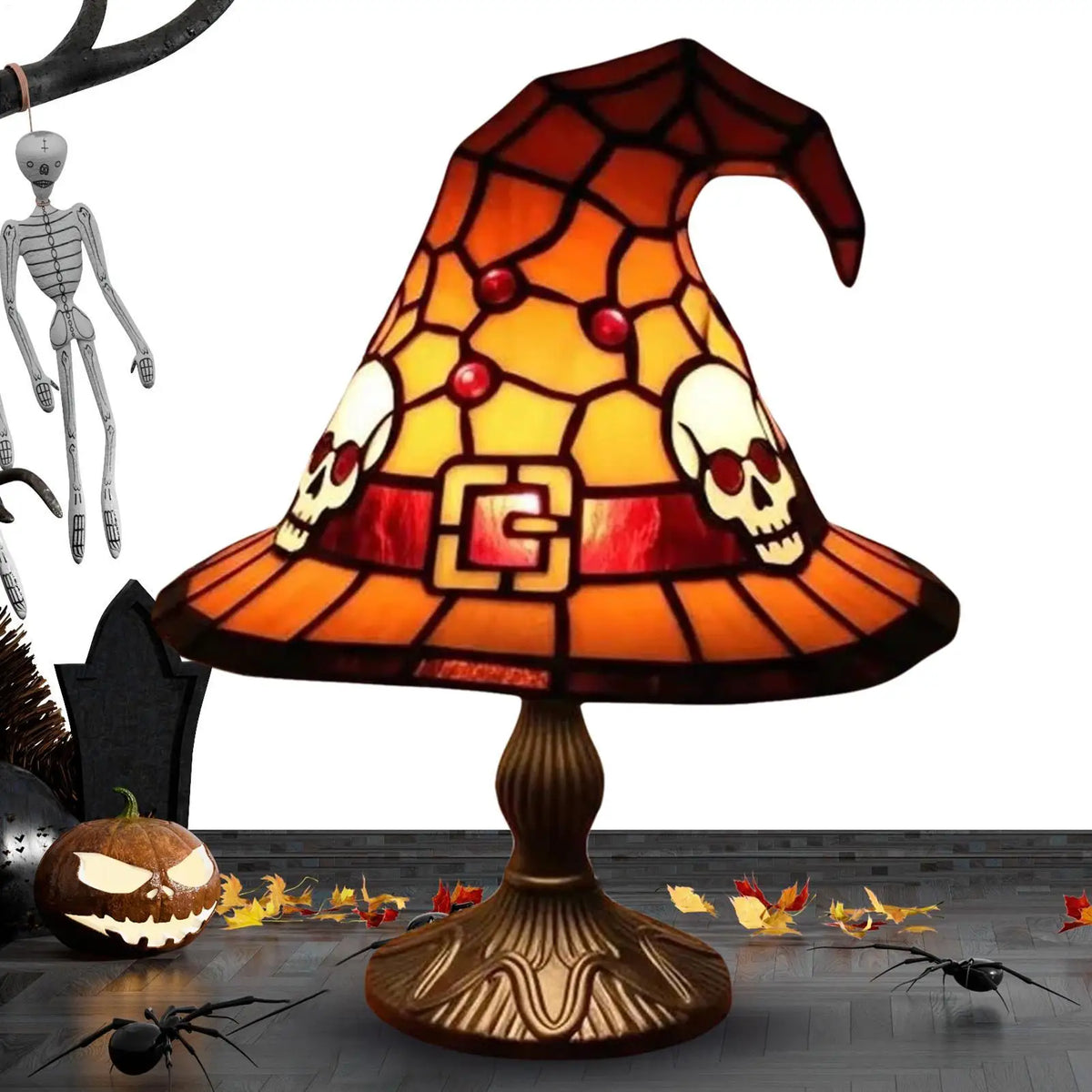 Witch Hat Desk Lamp – Halloween Table Light | Resin Décor