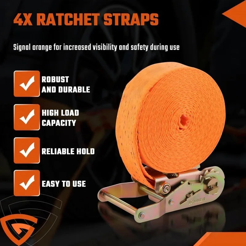 Ratchet Tie-Down Cargo Strap – Metal Buckle, 250KG Capacity