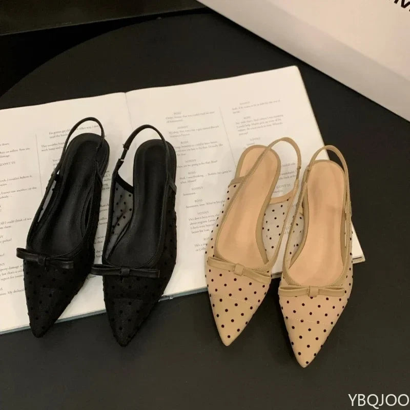 Women's Bow Tie Flat Sandals – Elegant Mesh Breathable Summer
