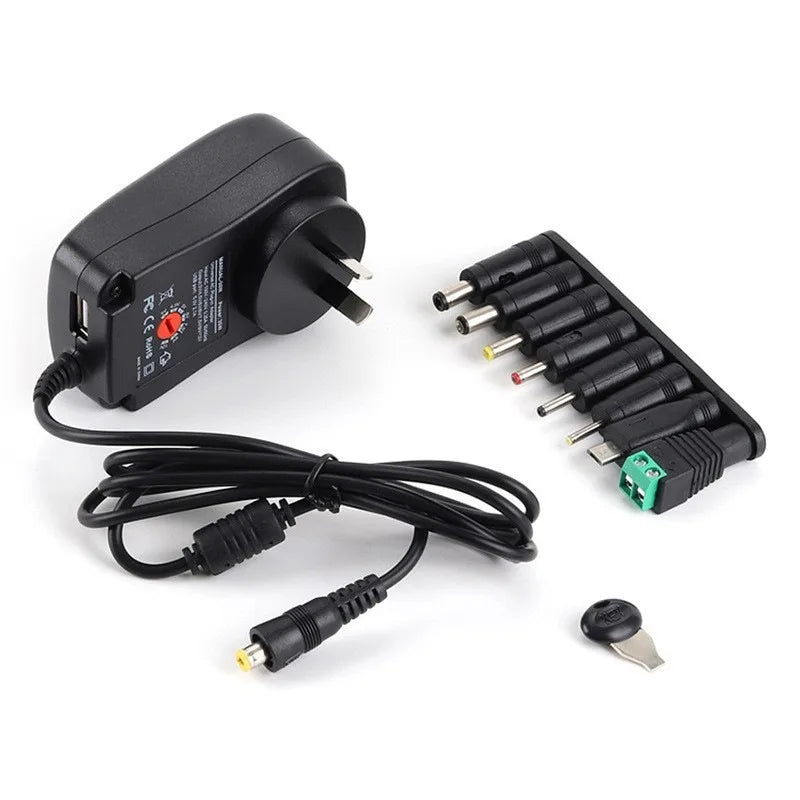 30W Adjustable Universal Power Adapter 3V–12V USB | US EU UK AU