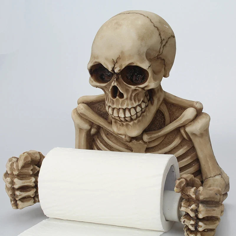 Skull Toilet Paper Holder | Wall Mounted Halloween Bathroom Decor