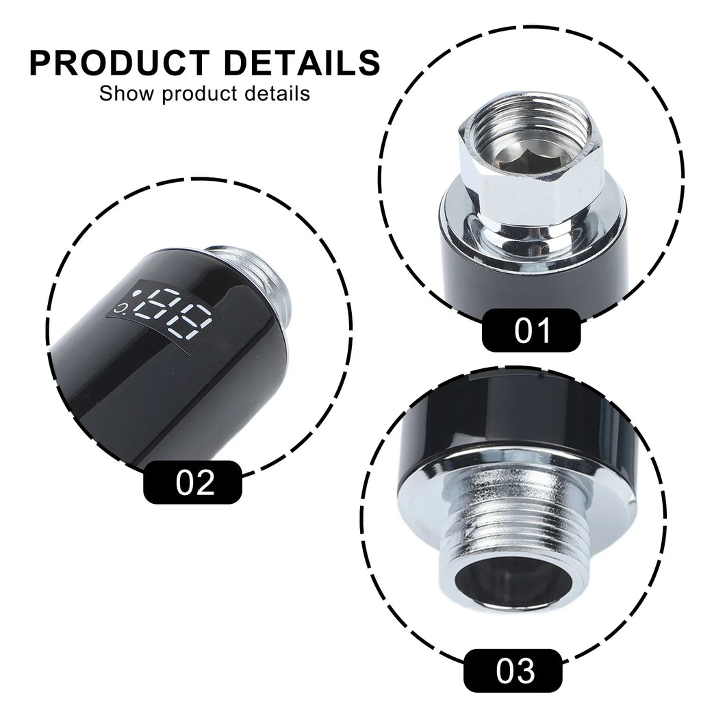 Digital Shower Thermometer LED Display 0–99°C | 3-Color Alert