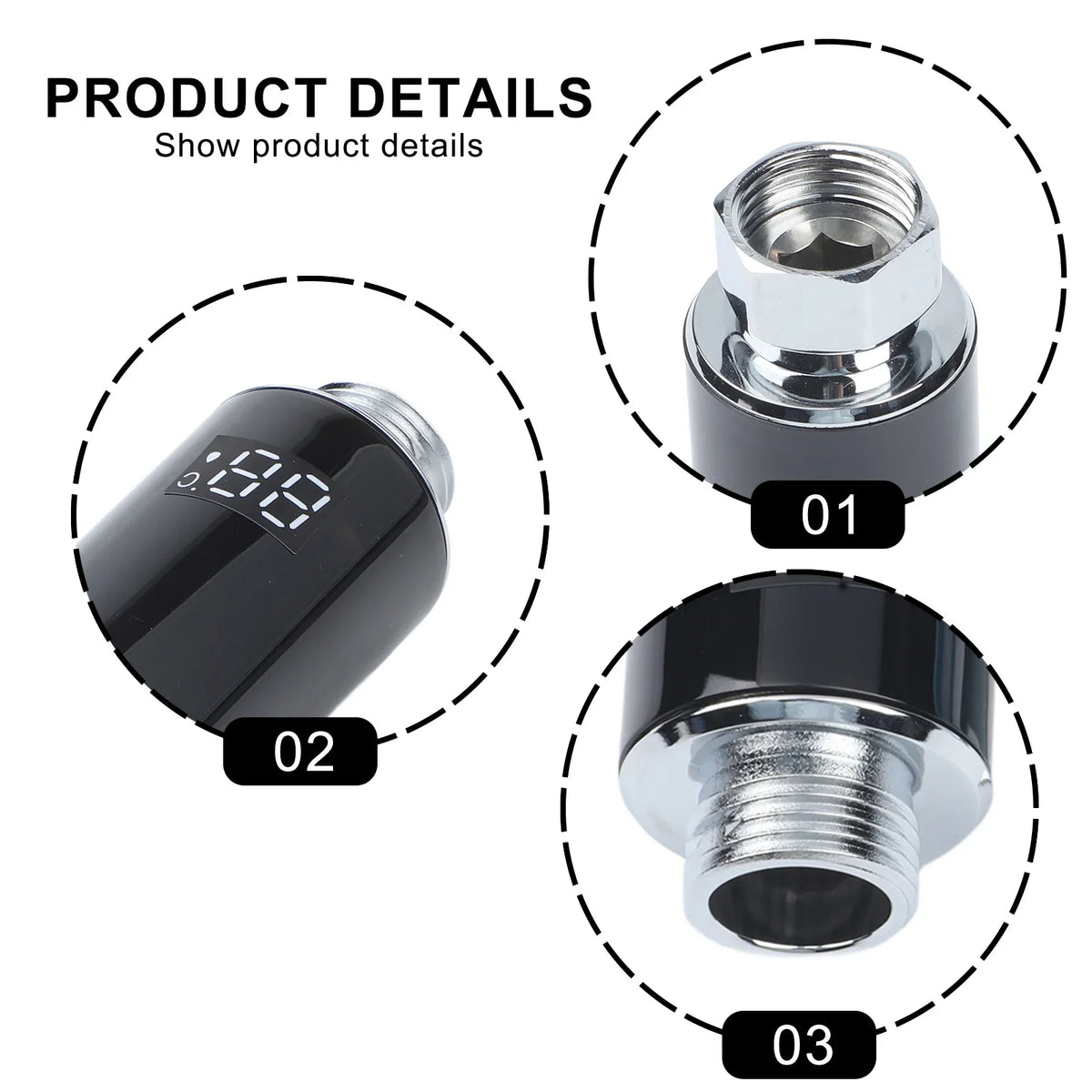 Digital Shower Thermometer LED Display 0–99°C | 3-Color Alert