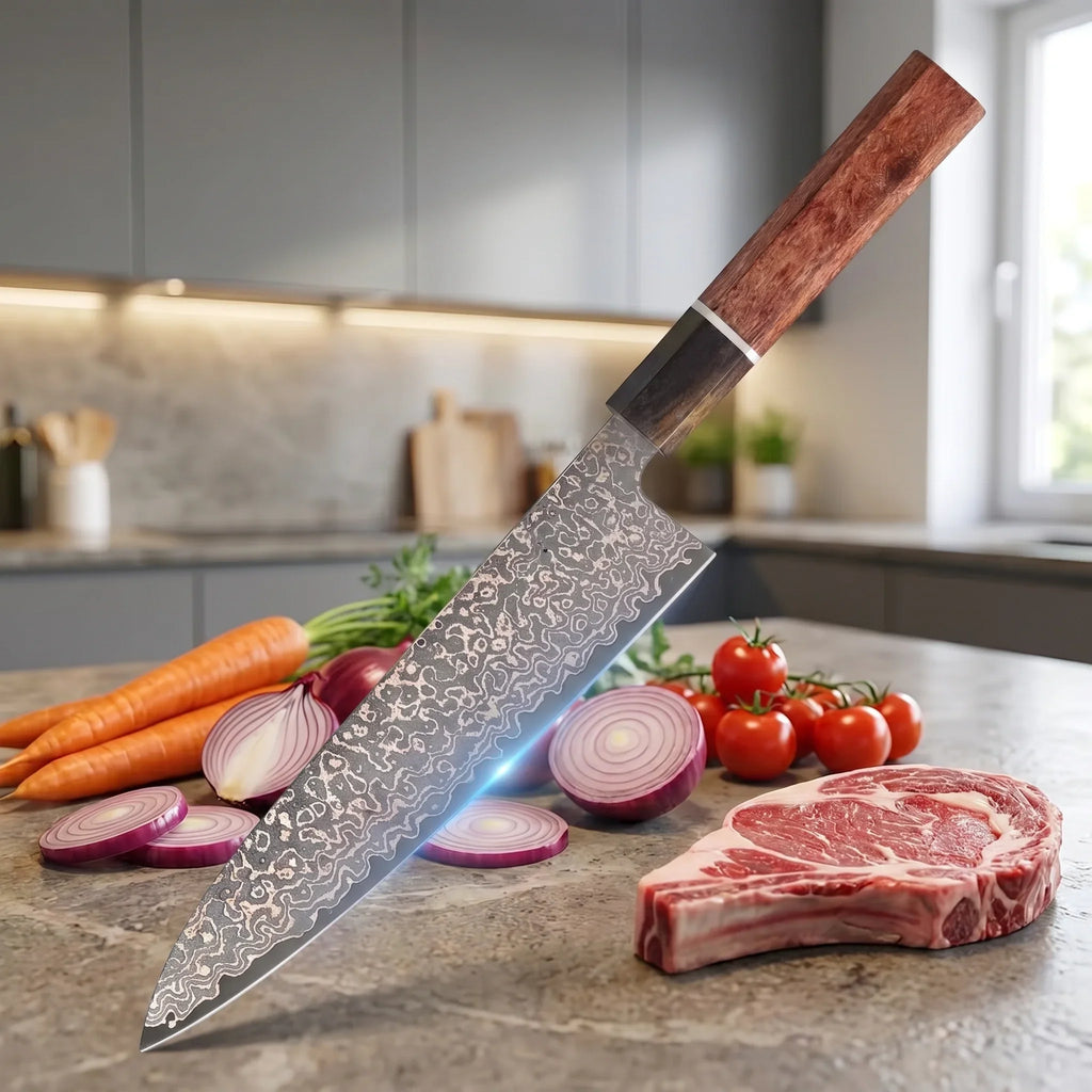 Damascus Steel Chef Knife – Ergonomic Wood Handle | TWK-D35