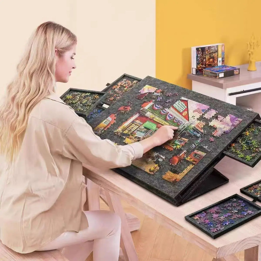 Puzzle Board W 6 Sliding Drawers Portable Non-slip Organizer Durable