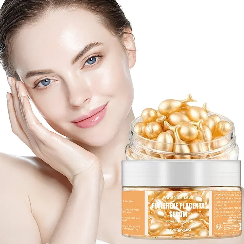 Fullerene Collagen Essence Capsules | Hyaluronic Acid Face Serum 50ct