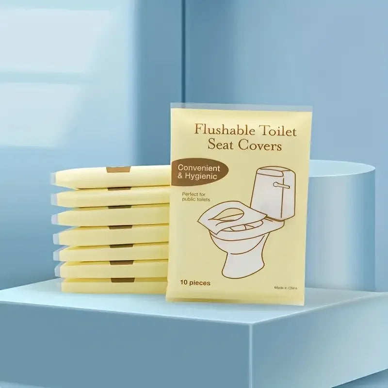 10-Pack Flushable Toilet Seat Covers – Biodegradable Travel
