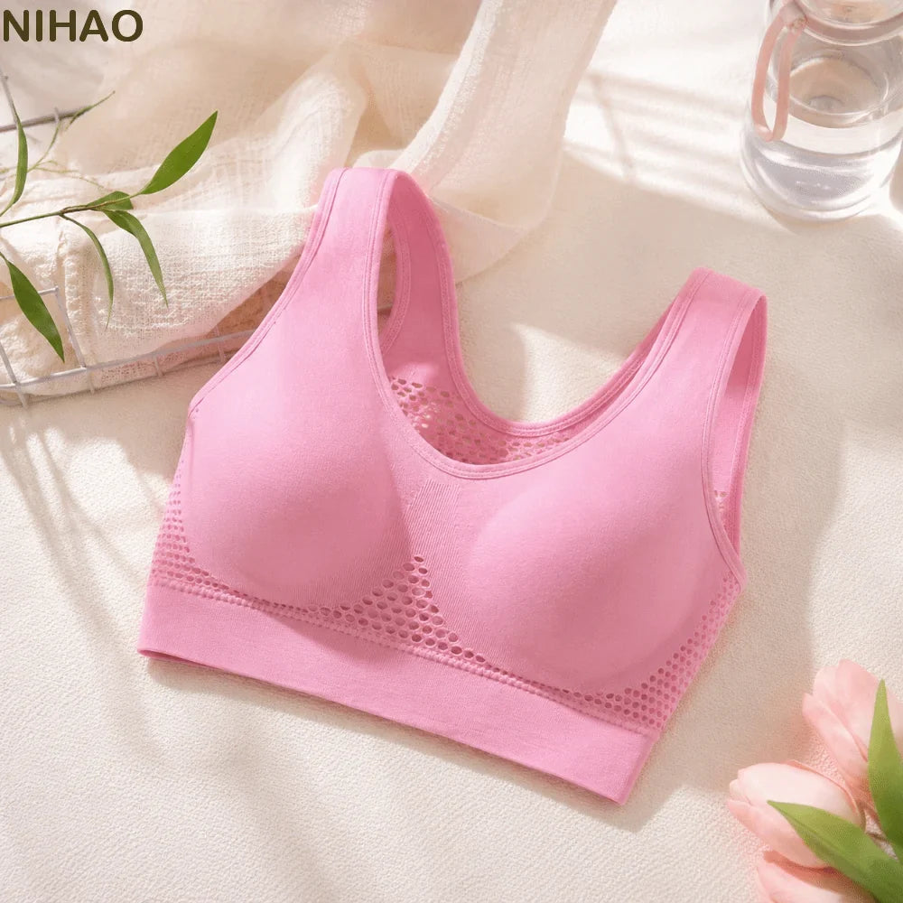 Women's Seamless Wire-Free Sports Bra – Hollow Mesh Quick-Dry