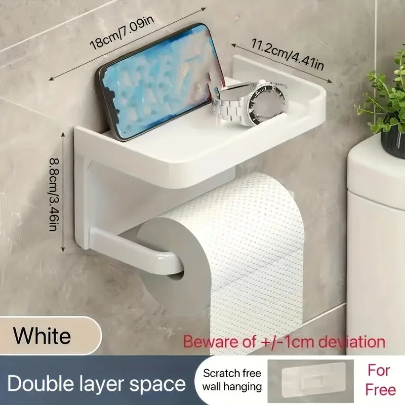 No-Drill Wall-Mounted Toilet Paper Holder | Bathroom Organizer