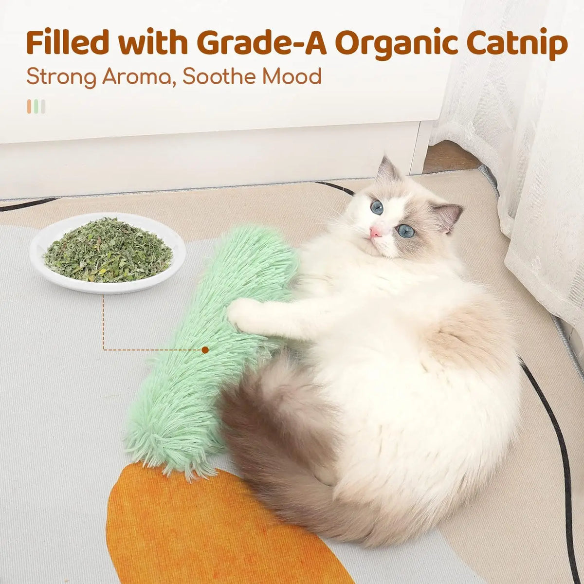 Cat Plush Kicker Toys 3-Pack with Organic Catnip | Kitten Pillows
