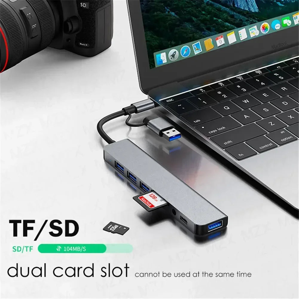 8-in-1 USB-C Hub Multiport Adapter – SD, Audio & USB 3.0