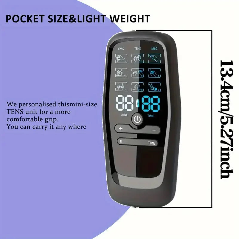 Dual-Channel EMS Muscle Stimulator with 10 Electrode Pads