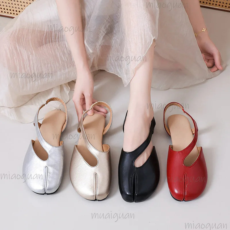 Women's Split Toe Flat Sandals – Slingback Mary Jane Summer Shoes