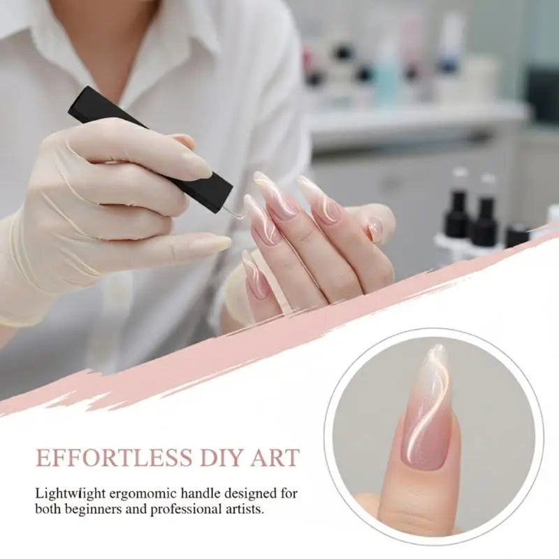 Dual-Headed Cat Eye Nail Magnet Pen | 3D Ribbon Nail Art