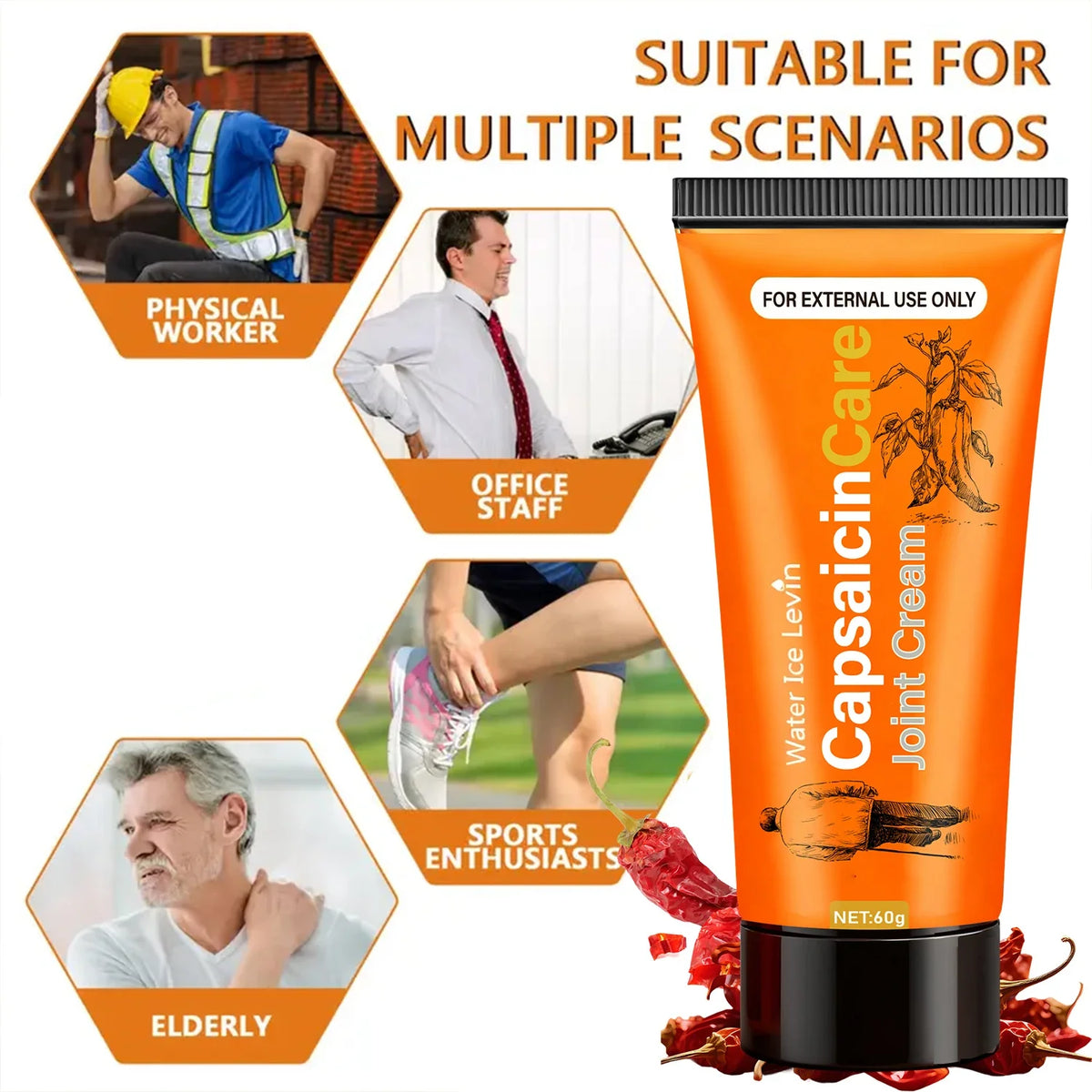 Capsaicin Joint Cream with Glucosamine & Vitamin C | 60g