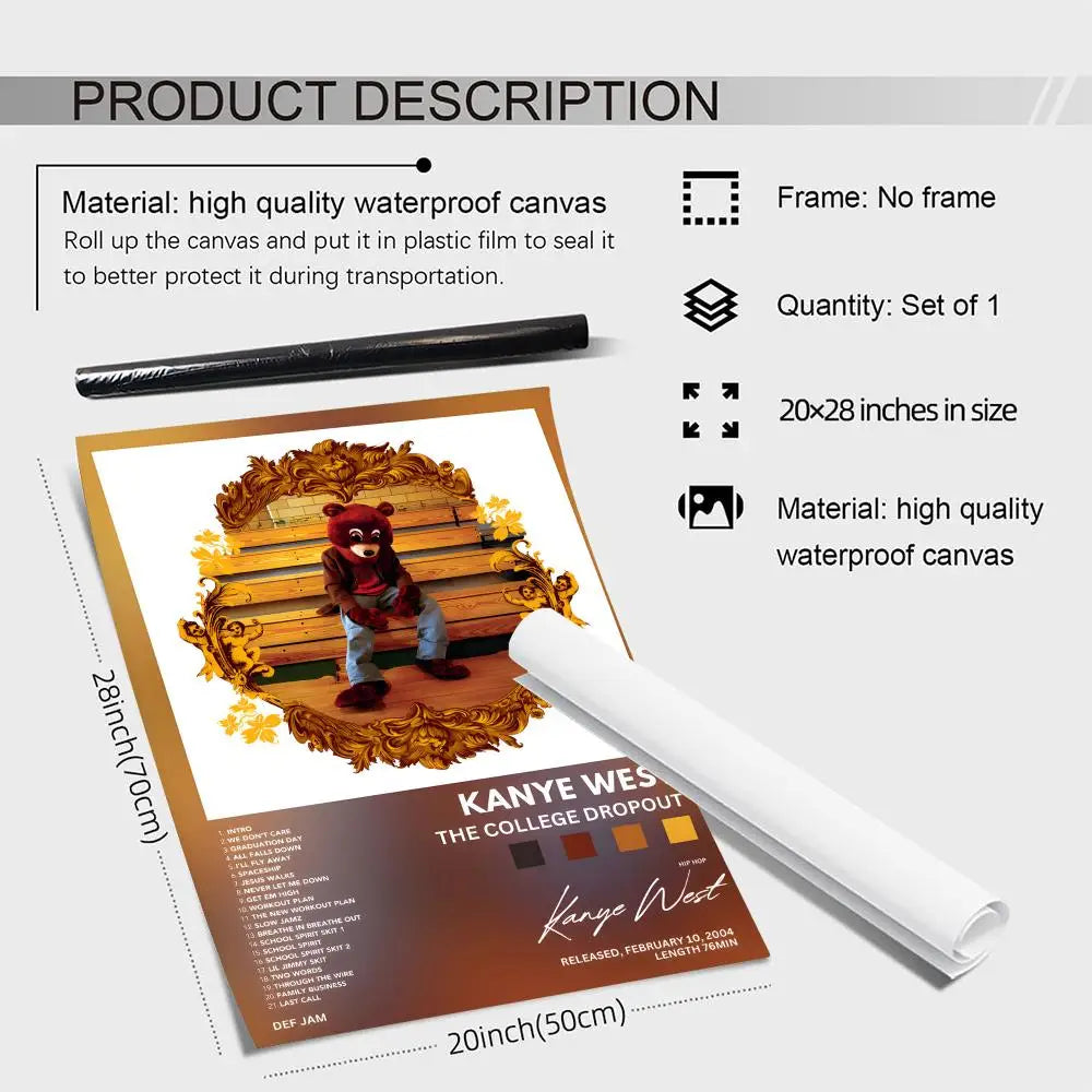 Kanye West Canvas Wall Art – Frameless HD Print Poster