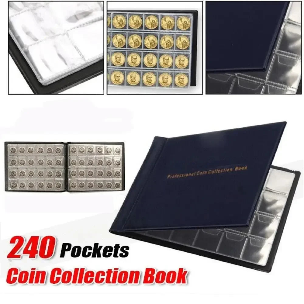 240-Pocket Coin Collection Album – 10-Page Book for Collectors