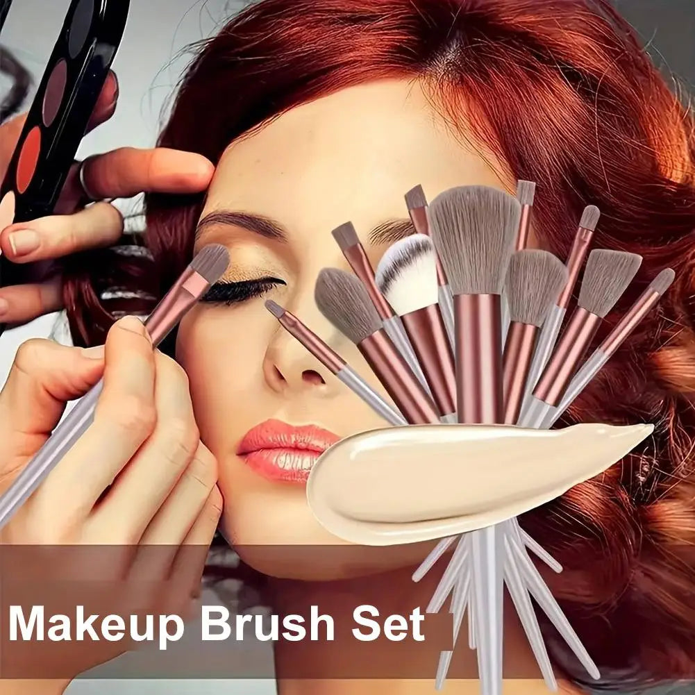 13-Piece Professional Makeup Brush Set with Soft Bristles & Pouch