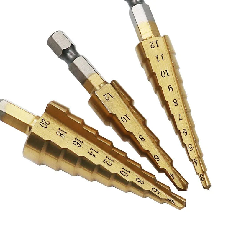 SLADE HSS Titanium Step Drill Bit Set 3-12 4-12 4-20mm