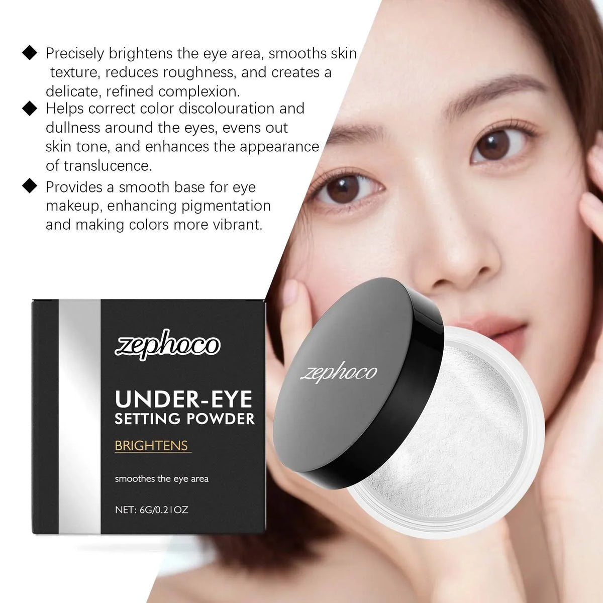 Zephoco Brightening Loose Powder – Matte Soft-Focus Finish 6g