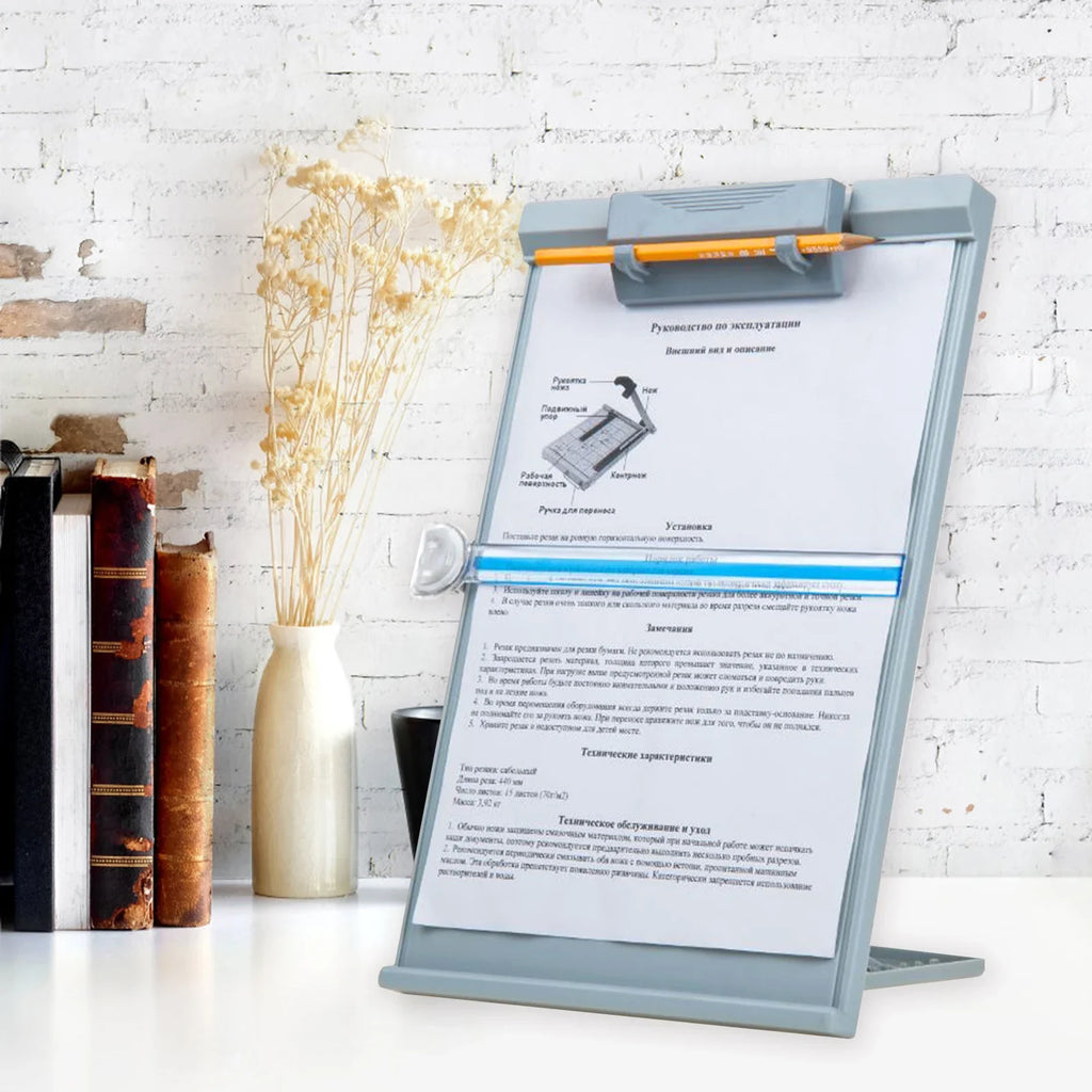 A4 Desktop Document Holder | Adjustable Clip & Line Guide