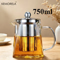 KEMORELA 1L Glass Teapot with Stainless Steel Strainer