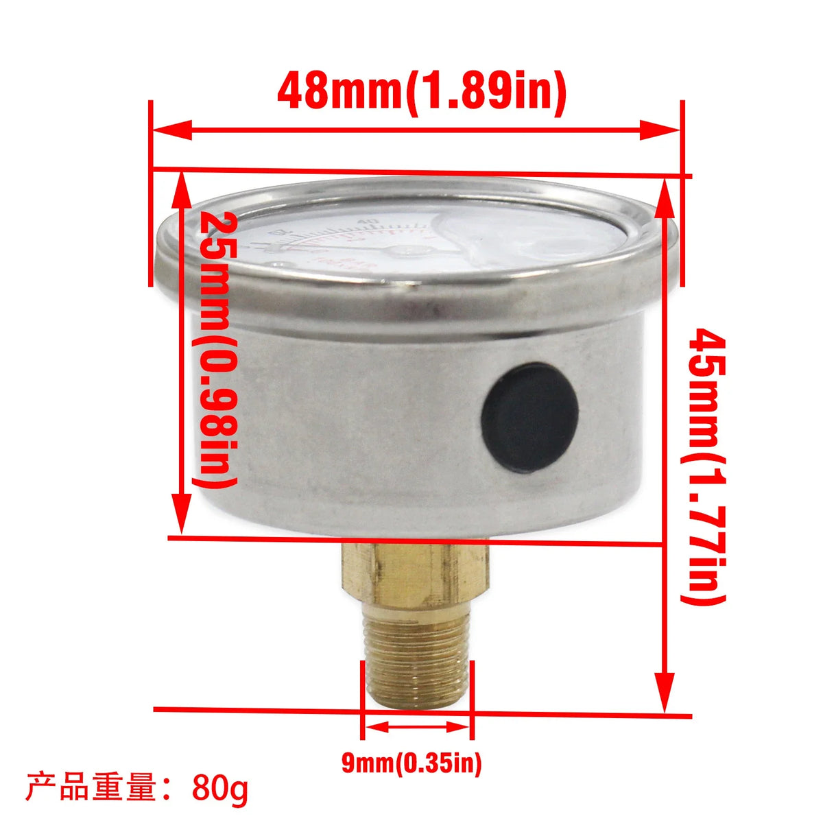 0–160 PSI Liquid-Filled Fuel Pressure Gauge | 1/8 NPT AN6