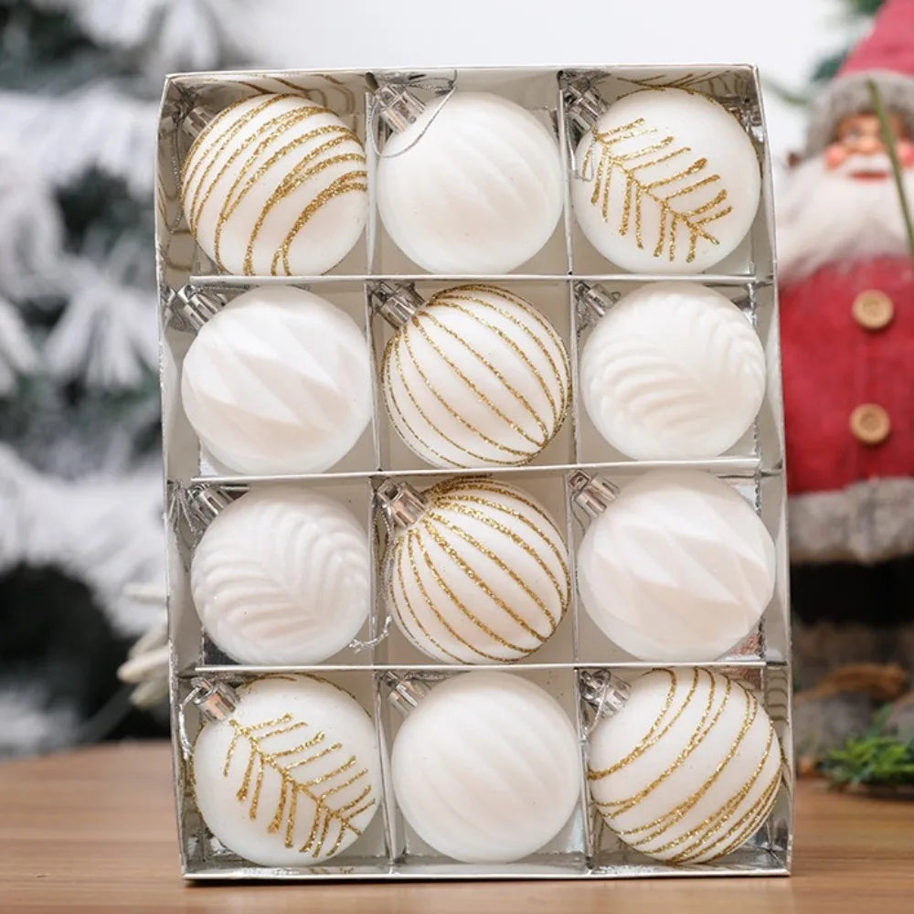 12-Pack Velvet Christmas Ball Ornaments – Gift Box Pendants