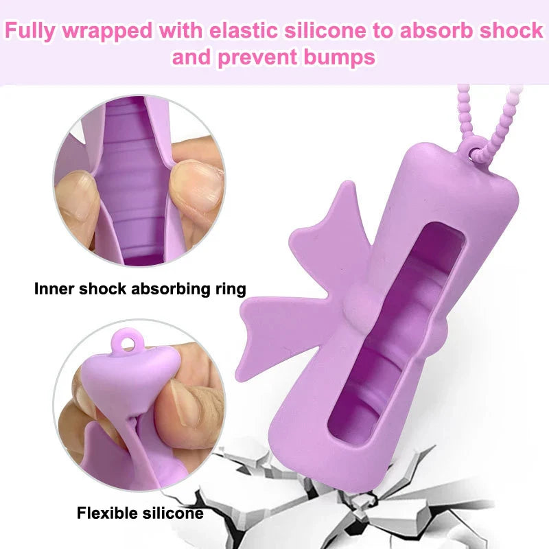 Silicone Lipstick Holder Keychain | Peanut Shape Lip Balm Cover