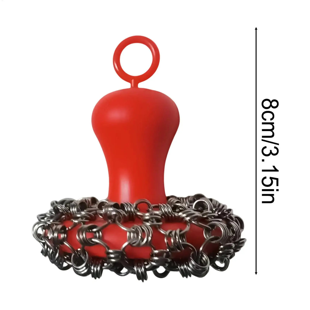 Cast Iron Scrub Brush | 316 Steel & Silicone Ergonomic Handle
