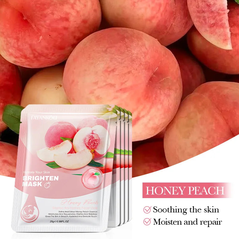Peach Moisturizing Face Mask 5-Pack – Hydrating Sheet Mask