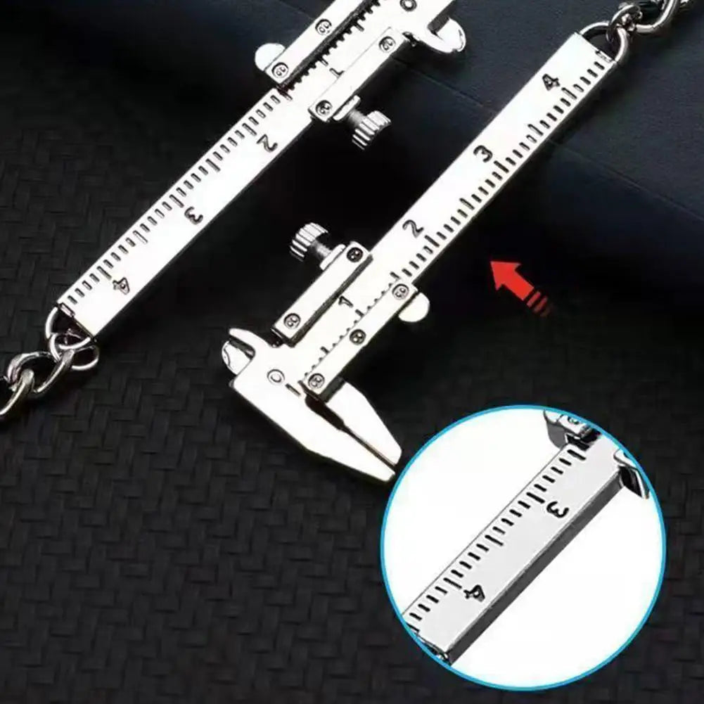 Mini Vernier Caliper Keychain – Stainless Steel Novelty Pendant