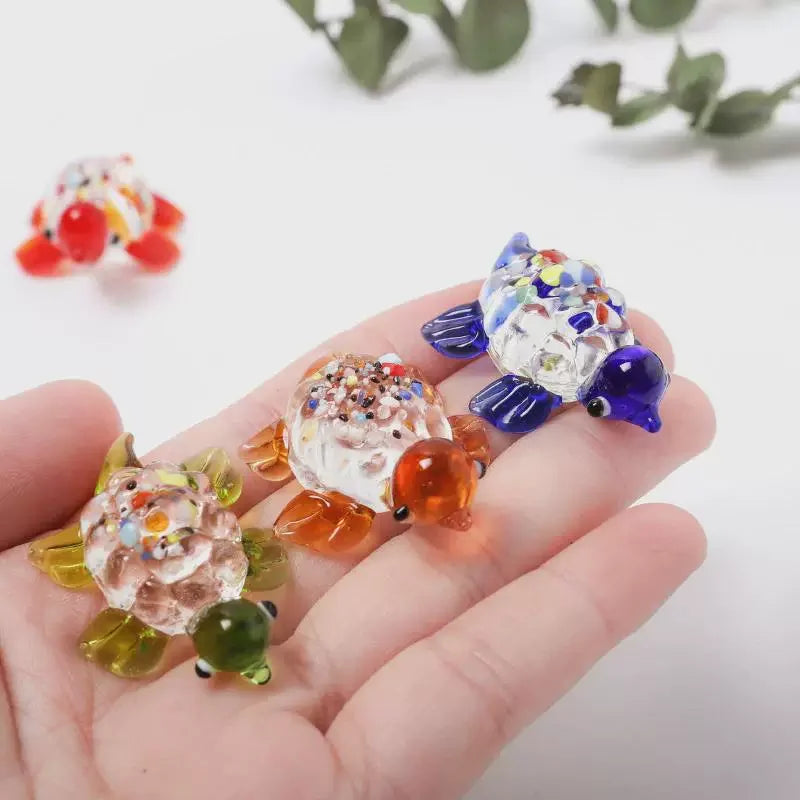 Cute Glass Turtle Miniature Figurine Japan Cartoon Sea Animal